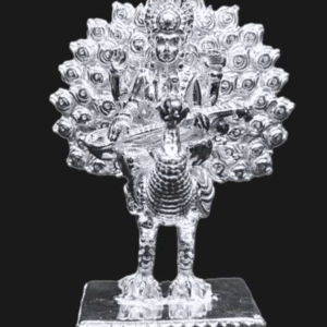 Saraswati sitting on Peacock | Silver | Multiple Size